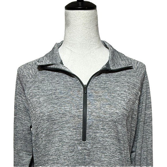 Under Armour Top Womens Large Gray Fitted 1/4 Zip Pullover Thumbholes Running - Picture 1 of 10